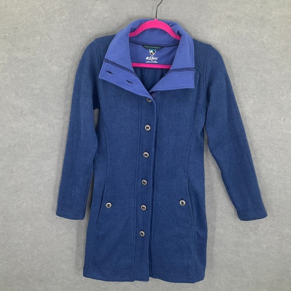 Kuhl Alfapaca Fleece Coat Jacket Womens XS Full Button Up Pockets Blue Outdoor - Picture 1 of 14